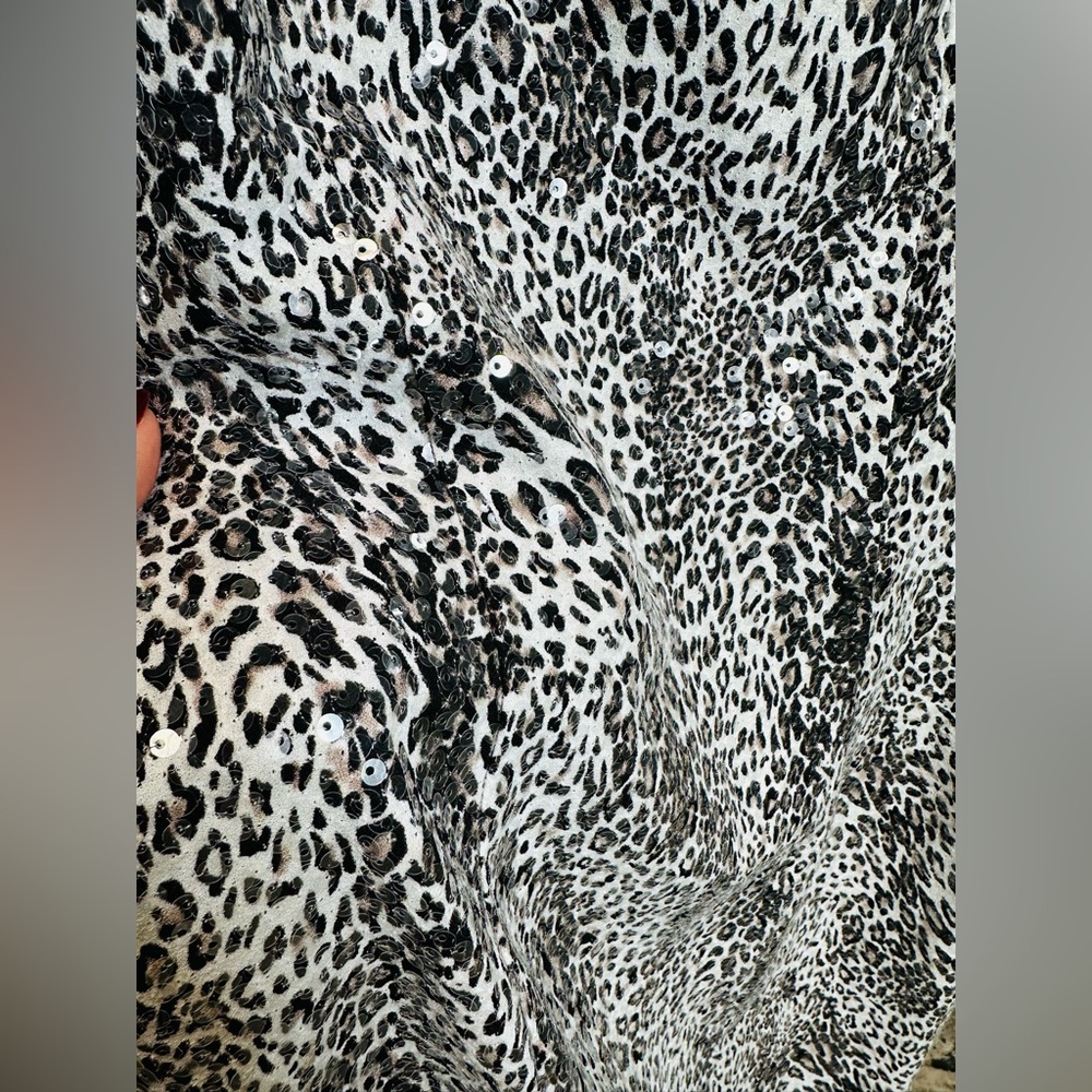 Alberto Makali women’s all over sequence, leopard print dress with double straps - Picture 17 of 17